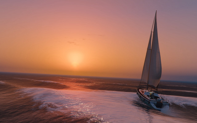 Sailboat ocean sunset horizon beach free wallpaper - medium preview image