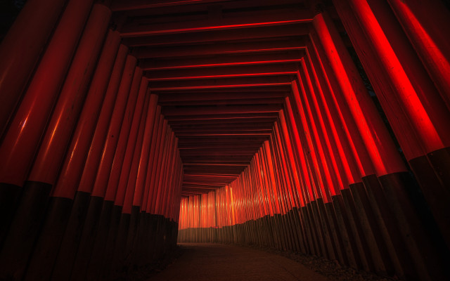 Red black tunnel walkway light free wallpaper - medium preview image