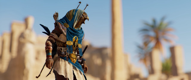 Egyptian warrior statue desert palm free wallpaper - medium preview image