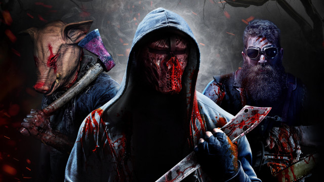 Zombie bloodied knife hands dark free wallpaper - medium preview image