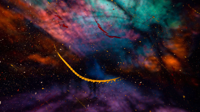 Yellow floating star dust astronaut free wallpaper - medium preview image