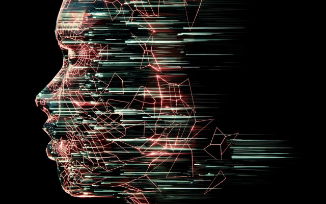 Cyberpunk face lines dots android free wallpaper - medium preview image