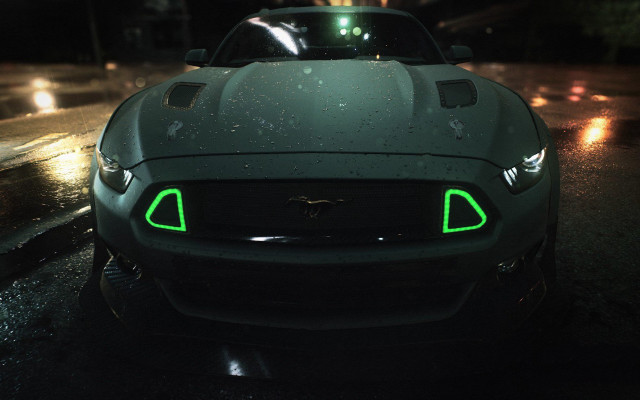 Green mustang rain night planet free wallpaper - medium preview image