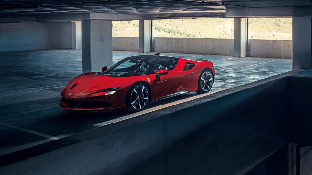 Red sports car parking garage #10 free wallpaper - medium preview image