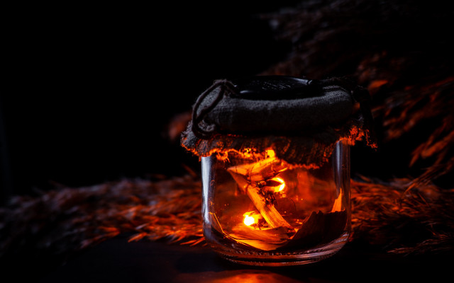Fire glass jar autumn flame free wallpaper - medium preview image