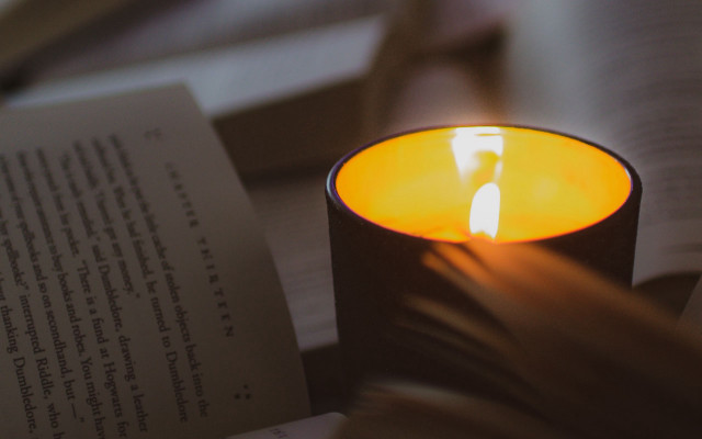 Candle lit dark candleholder books free wallpaper - medium preview image