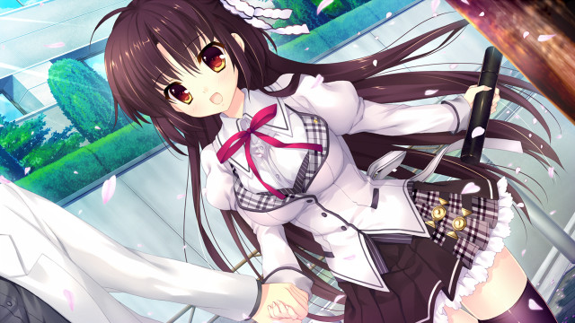 Girl school uniform sword suitcase free wallpaper - medium preview image