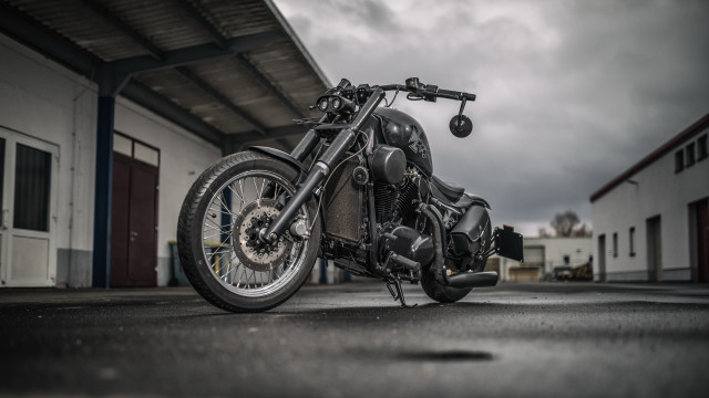 Motorcycle cloudy sky red door free wallpaper - medium preview image