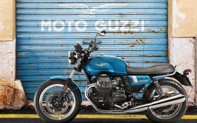 Blue motorcycle garage logo jigsaw free wallpaper - medium preview image