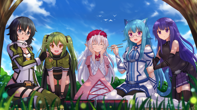Anime girls field grass trees #3 free wallpaper - medium preview image