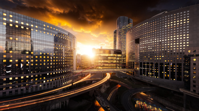 Tokyo sunset destruction cityscape bridge free wallpaper - medium preview image