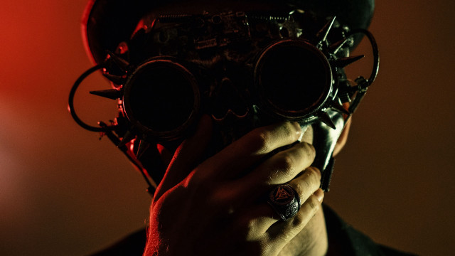 Man hat binoculars redlight afrofuturism free wallpaper - medium preview image