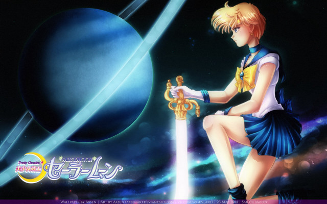 Girl sword planet Saturn background free wallpaper - medium preview image