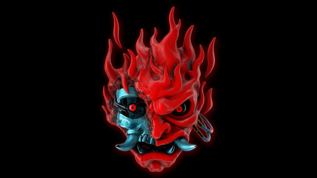 Red demon mask flame glow free wallpaper - medium preview image