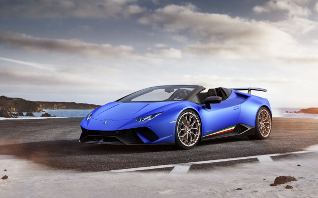 Blue sports car ocean cloudy #2 free wallpaper - medium preview image