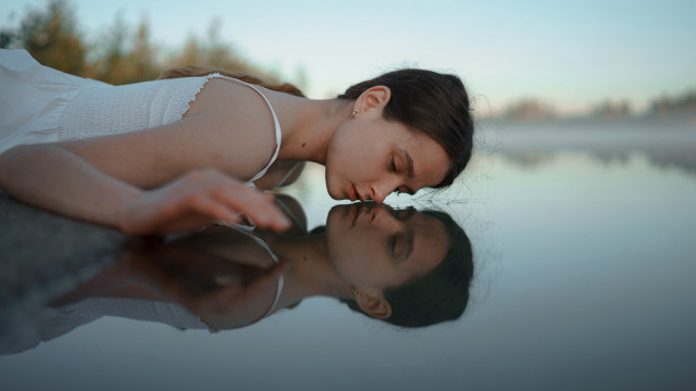 Woman reflection blurry magic realism free wallpaper - medium preview image