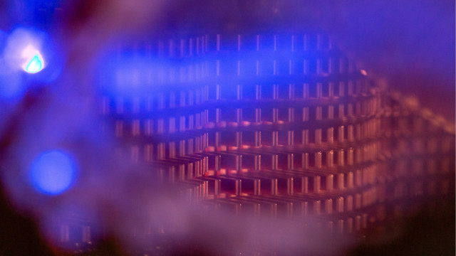 Holographic building blue light blurry free wallpaper - medium preview image