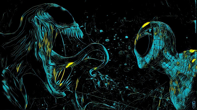 Spiderman alien bioluminescent androidjones digital free wallpaper - medium preview image