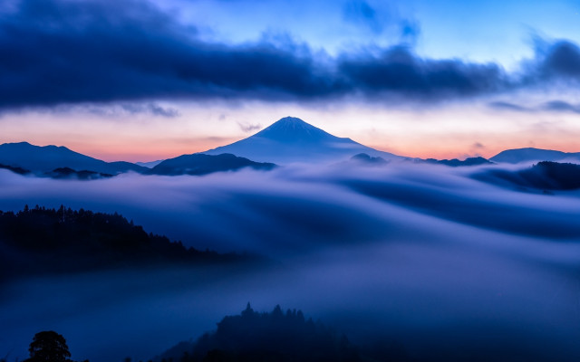 Mountain clouds sunset blue sky free wallpaper - medium preview image
