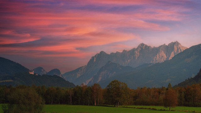 Mountain range pink sky forest #2 free wallpaper - medium preview image