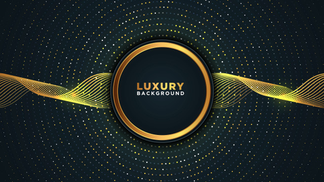 Black gold circle wavy abstract free wallpaper - medium preview image
