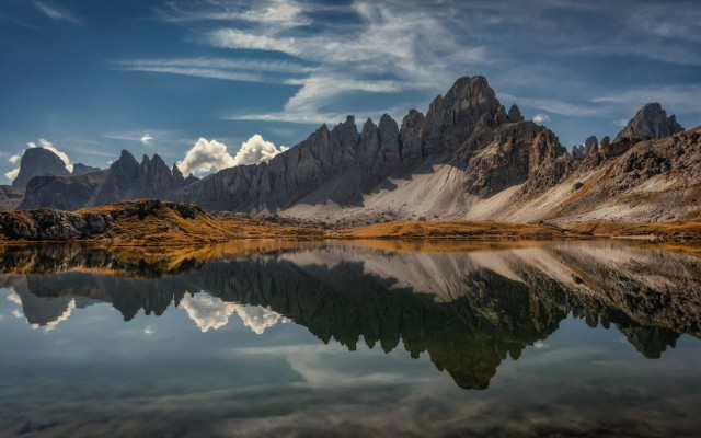 Mountain lake clouds sunset landscape free wallpaper - medium preview image
