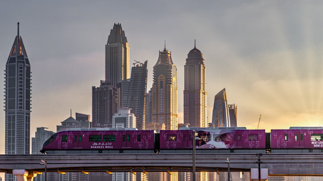 Train bridge city sunset futurism free wallpaper - medium preview image