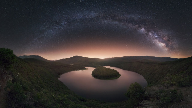 Lake mountains night star aurora free wallpaper - medium preview image
