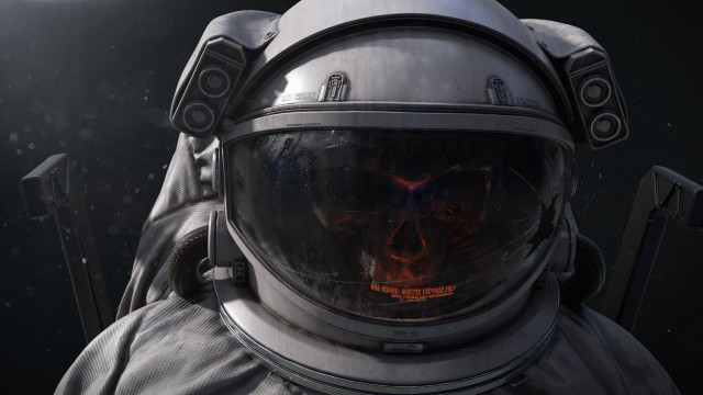 Skull astronaut speakers galaxy earth free wallpaper - medium preview image