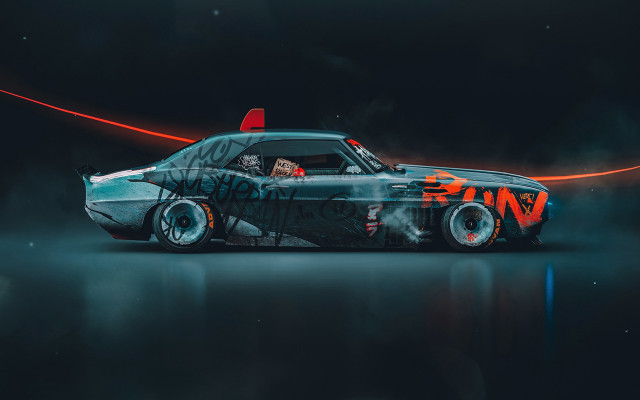 Red top car cyberpunk military free wallpaper - medium preview image