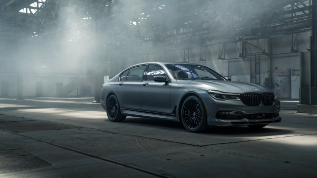Silver car warehouse fog person free wallpaper - medium preview image
