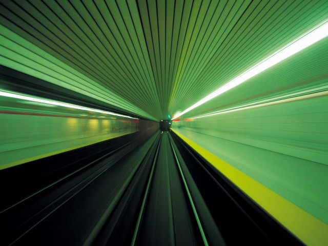 Train tunnel green yellow lines free wallpaper - medium preview image