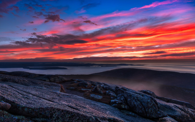 Sunset mountain range mystical colors free wallpaper - medium preview image