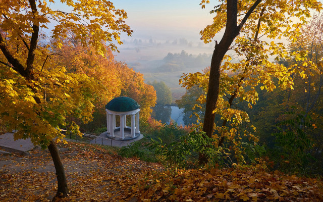 White tower fall fog autumn free wallpaper - medium preview image