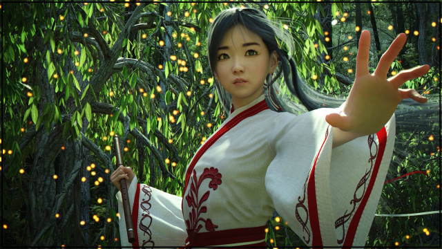 Woman christmas bamboo forest antlers free wallpaper - medium preview image