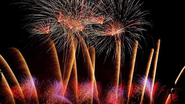 Fireworks night sky city lights #2 free wallpaper - medium preview image