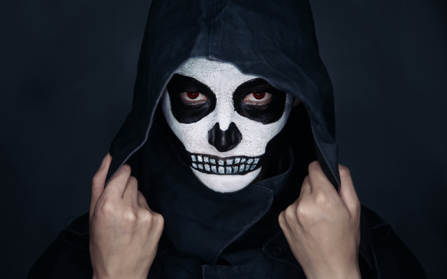 Skull face hooded portrait red free wallpaper - medium preview image