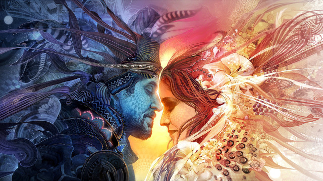 Woman hairy head bird fantasy free wallpaper - medium preview image