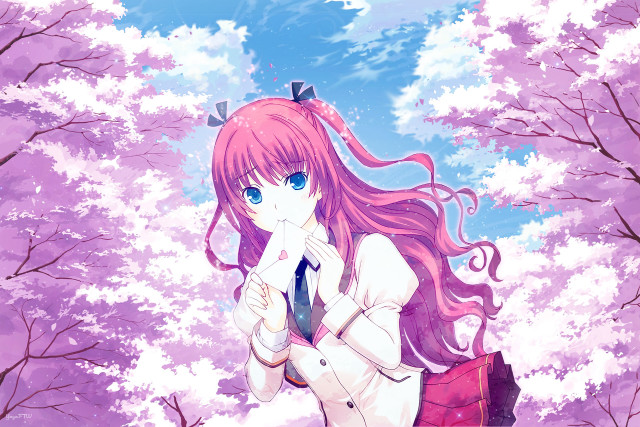 Girl long pink hair pink free wallpaper - medium preview image