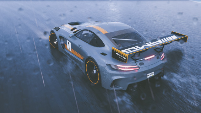 Car driving rain road wet free wallpaper - medium preview image