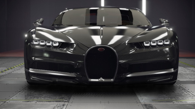 Black bugatti dark room photorealism free wallpaper - medium preview image
