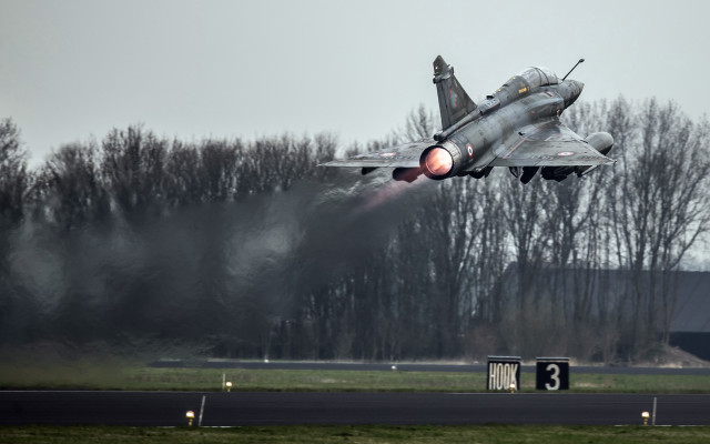 Jet runway trees smoke military free wallpaper - medium preview image
