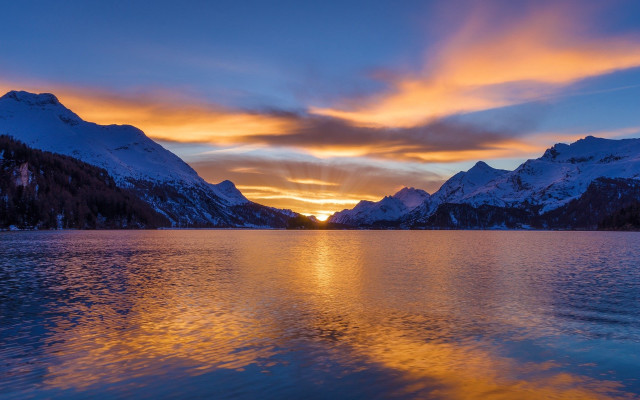 Sunset mountain lake reflection clouds #2 free wallpaper - medium preview image