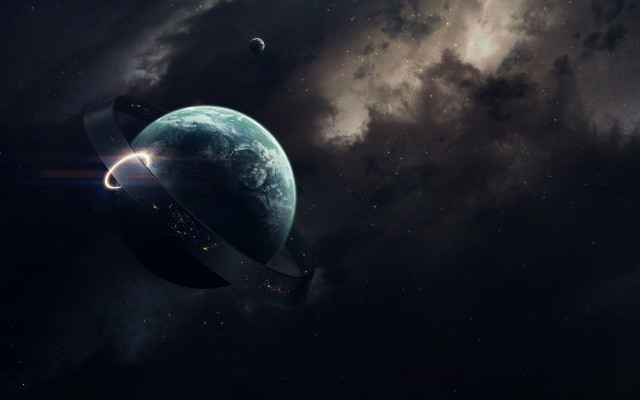 Space station planet stars clouds free wallpaper - medium preview image