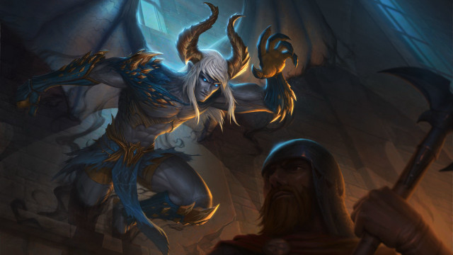 Man demon axe sword fantasy free wallpaper - medium preview image