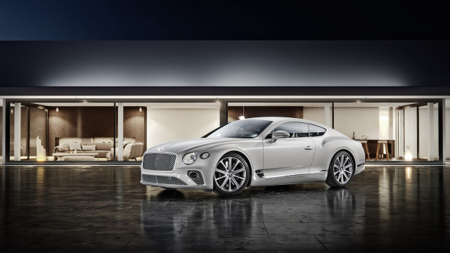 White car building night lights free wallpaper - medium preview image