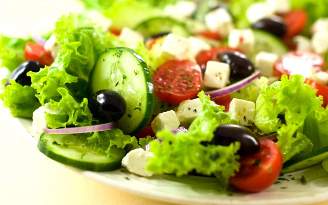 Salad with cucumbers on a free wallpaper - medium preview image