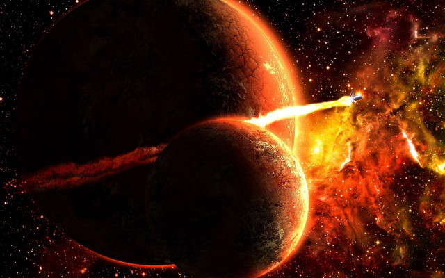 Space planet star red yellow free wallpaper - medium preview image