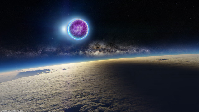 Purple planet clouds moon sky free wallpaper - medium preview image