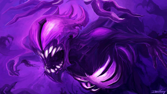 Purple monster large teeth glowing free wallpaper - medium preview image